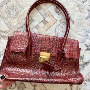 Preston & York Crocodile-Embossed Red Handbag